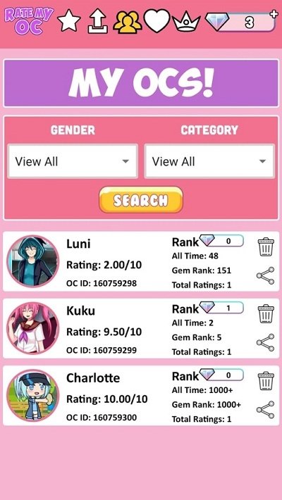 为我的OC评分(2)