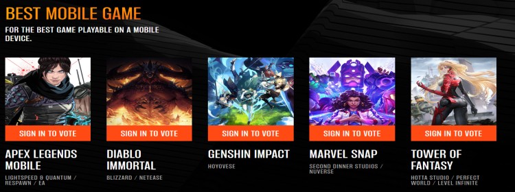 TGA2022年度手游合集