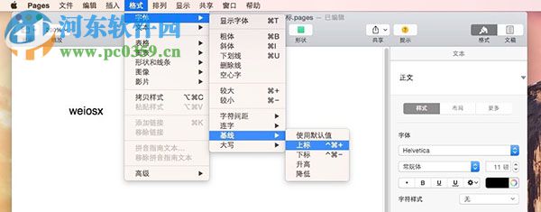 Pages输入上标下标方法