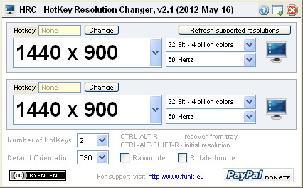 分辨率快捷键设置工具(HotKey Resolution Changer)V2.1绿色版