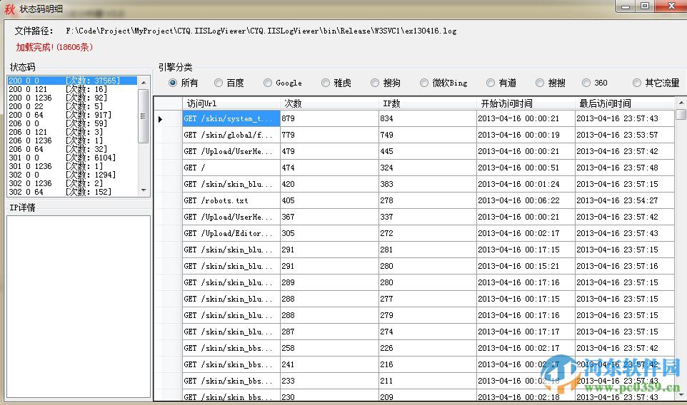 IIS日志分析工具(秋式网站日志分析器) 3.0 免费版