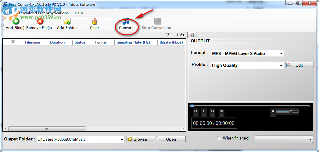 flac转mp3格式转换器(Free Convert FLAC To MP3) 1.0 免费版