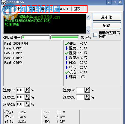 cpu风扇调速软件(speedfan) 4.51 中文版
