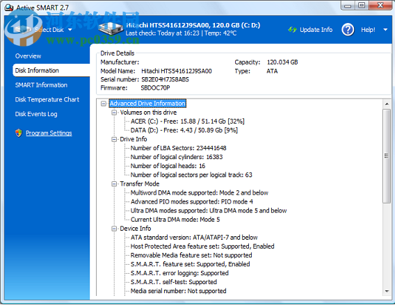 Active SMART(硬盘监视工具) 2.10.0.64 官方版