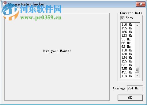 mouse rate checker中文版(鼠标接口传输率检测工具) 下载 1.1 免费版