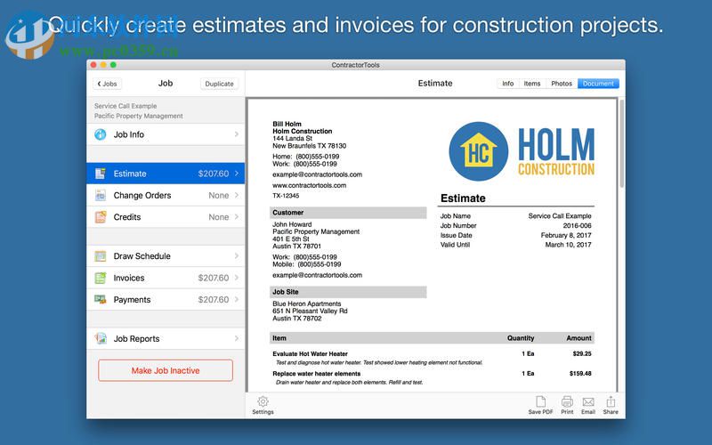 ContractorTools for Mac（建筑工程预算软件） 2.0