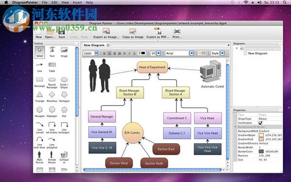 DiagramPainter for Mac（<a href=/zt/liuchengtu/ target=_blank class=infotextkey>流程图制作软件</a>） 1.1.0