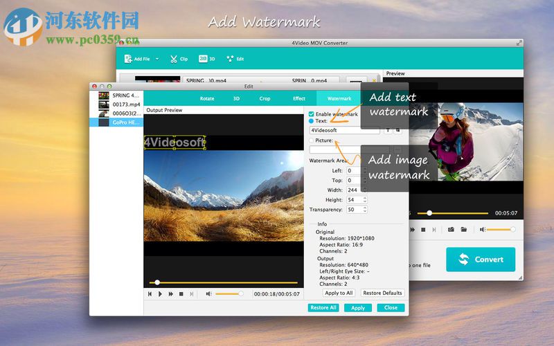 4Video MOV Converter for mac(视频格式转换器) 5.1.53 免费版