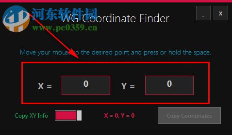 WG Coordinate Finder(鼠标光标坐标位置查找工具) 1.0.0 绿色免费版