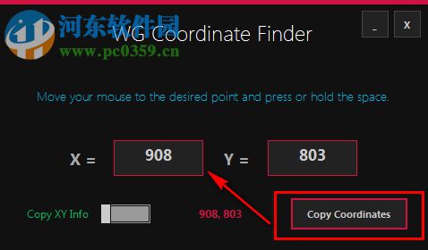 WG Coordinate Finder(鼠标光标坐标位置查找工具) 1.0.0 绿色免费版