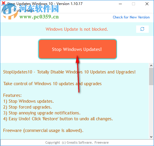 Stop Updates Windows 10(关闭win10自动更新) 1.10.18 免费版