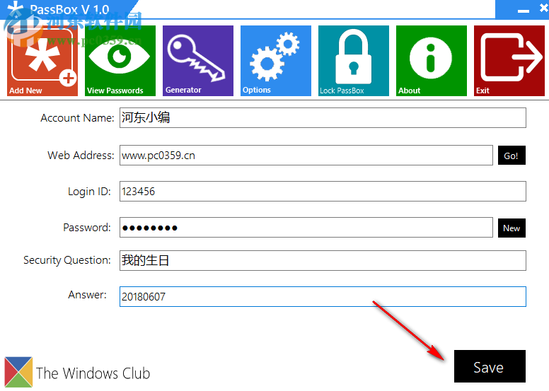 PassBox(密码管理软件) 1.0 绿色版