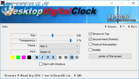 DesktopDigitalClock(桌面数字时钟)
