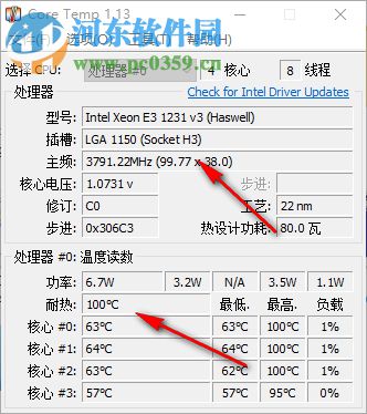 CoreTemp(CPU数字温度传感器) 1.15.1 绿色版