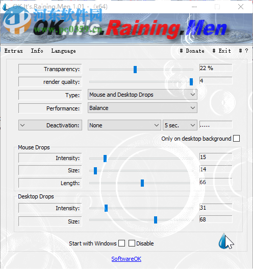 OK.It's.Raining.Men(屏幕雨滴特效工具) 1.02 绿色版