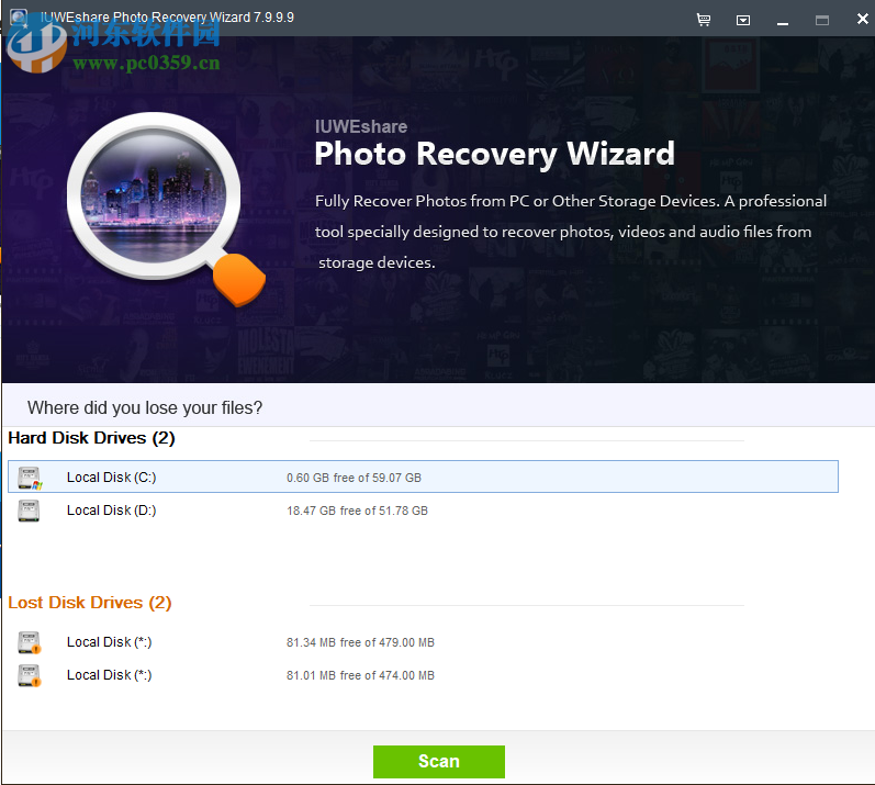 IUWEshare Photo Recovery Wizard(免费<a href=/zt/zphf/ target=_blank class=infotextkey>照片恢复</a>软件) 7.9.9.9 破解版