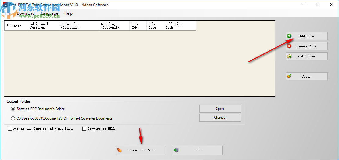 Free PDF To Text Converter 4dots(PDF转文本工具)