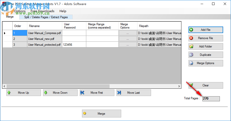 Free PDF Splitter Merger 4dots(PDF分割合并软件)