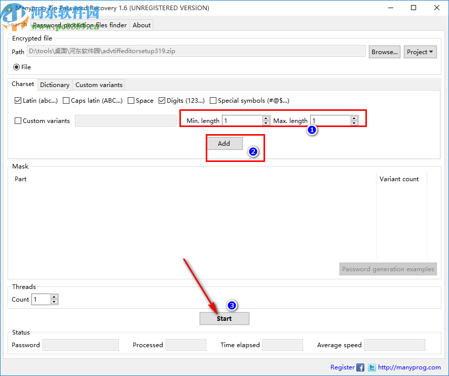 Manyprog Zip Password recover(密码恢复软件)