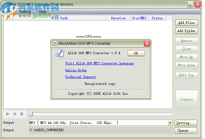 Allok OGG MP3 Converter(音频转换工具)
