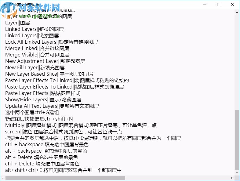 PS中英文混查词典